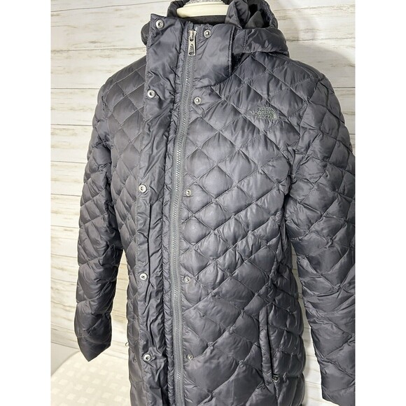 The North Face Womens Jacket Gray LARGE Goose Down Fill Quilted Long Puffer Coat - Picture 12 of 16
